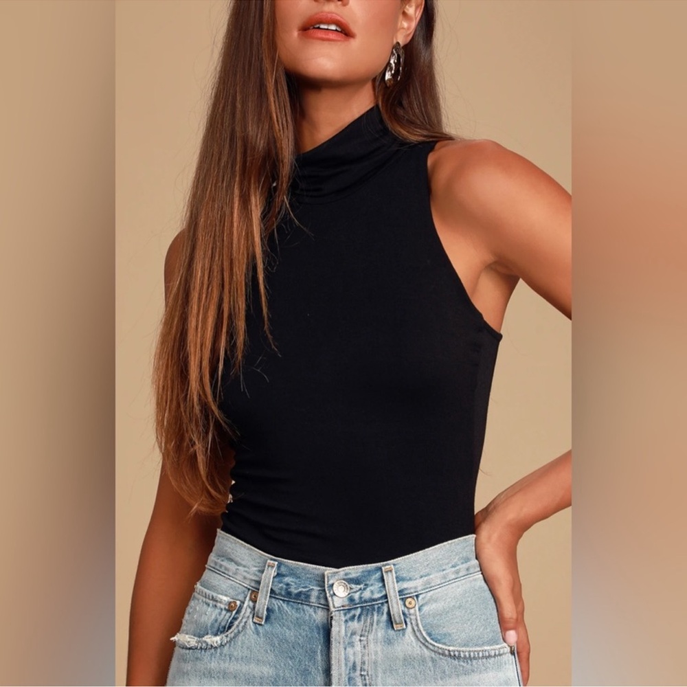 Lulu's High-Neck Tank Top, Color Black, Size Medium